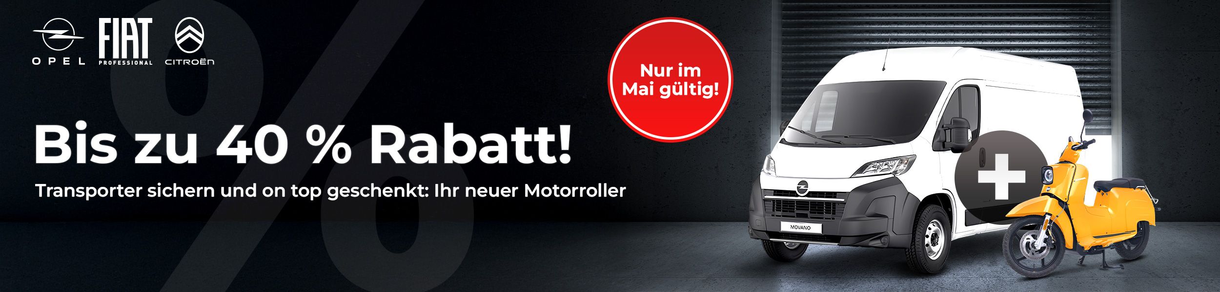 2 für 1-Aktion: Bis zu 40 % Rabatt auf Transporter – Motorroller on top geschenkt!