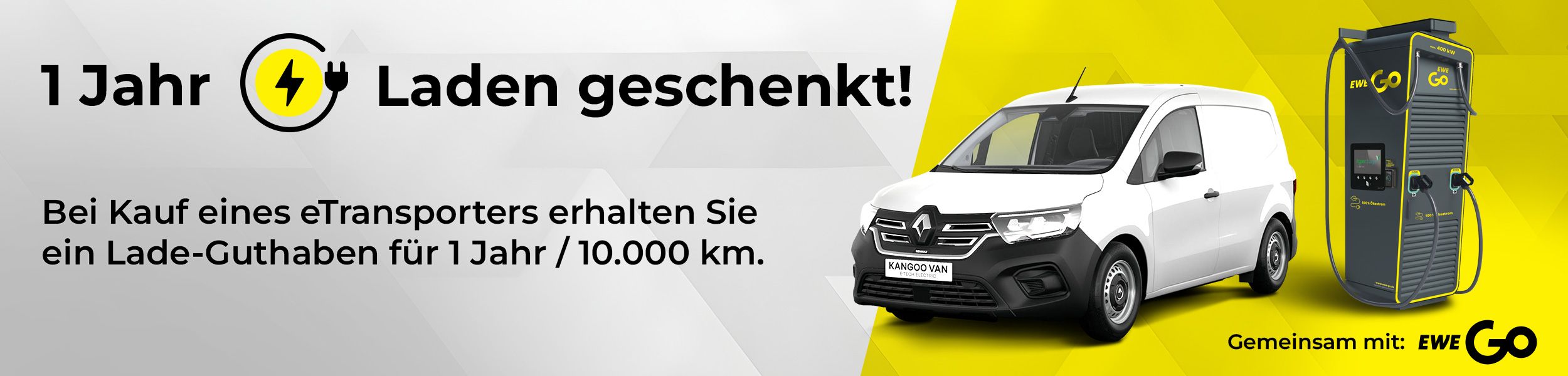 1 Jahr Strom gratis laden mit Kauf eines E-Transporters