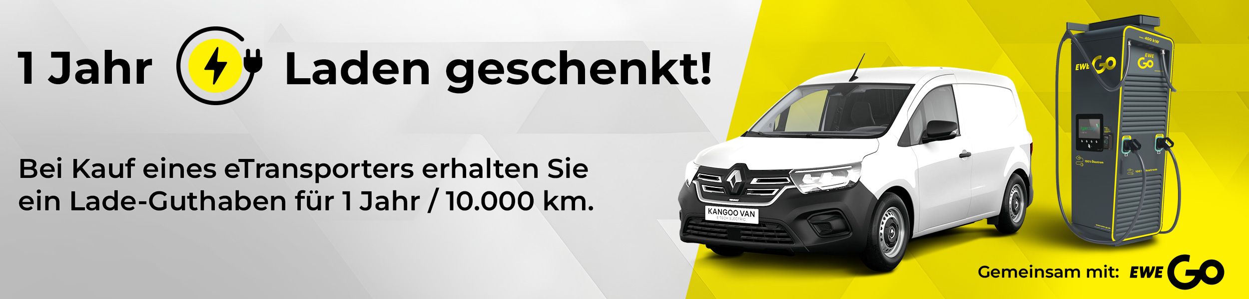 1 Jahr Strom gratis laden mit Kauf eines E-Transporters