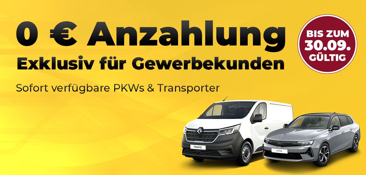 Gewerbekundenangebote ohne Anzahlung – sofort verfügbare PKWs & Transporter