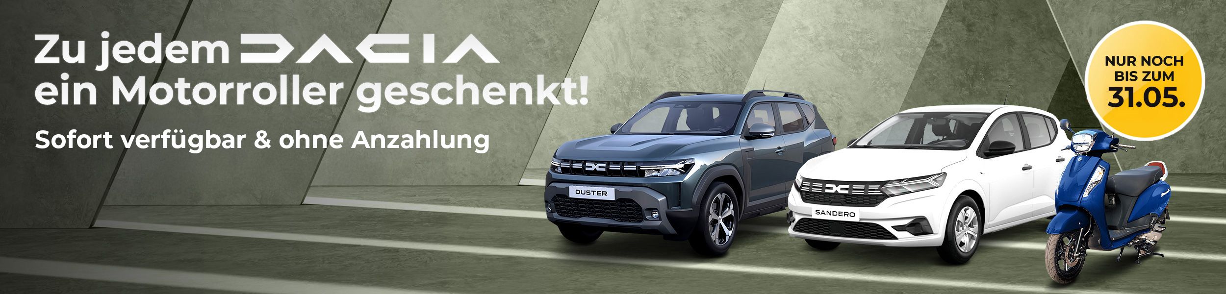 Jetzt Dacia fahren und Motorroller geschenkt sichern