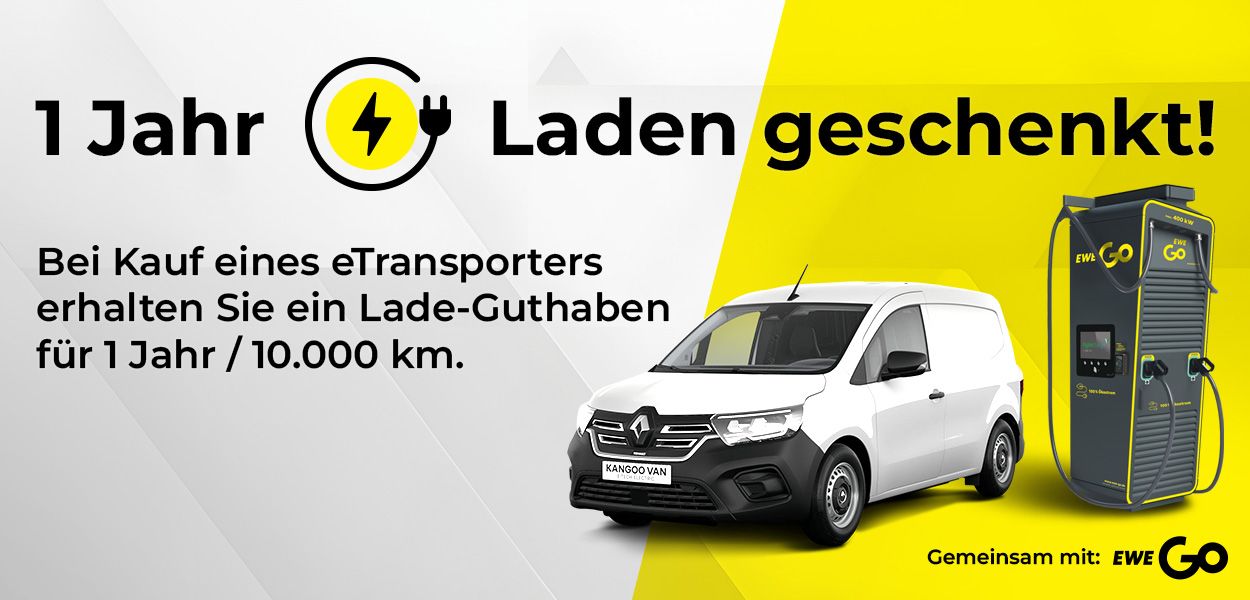 1 Jahr Strom gratis laden mit Kauf eines E-Transporters