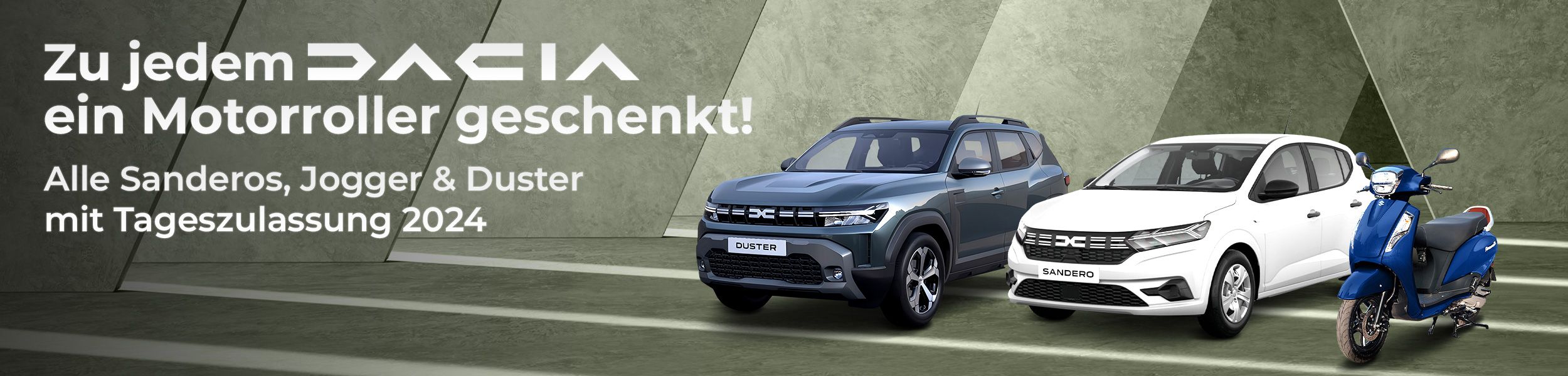 Jetzt Dacia fahren und Motorroller geschenkt sichern