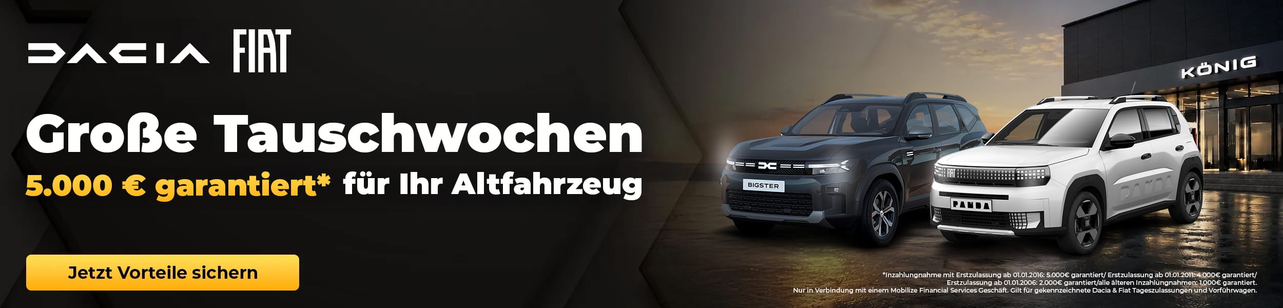 Dacia & Fiat Tauschwochen | 5.000 € Garantiert für Ihr Altfahrzeug
