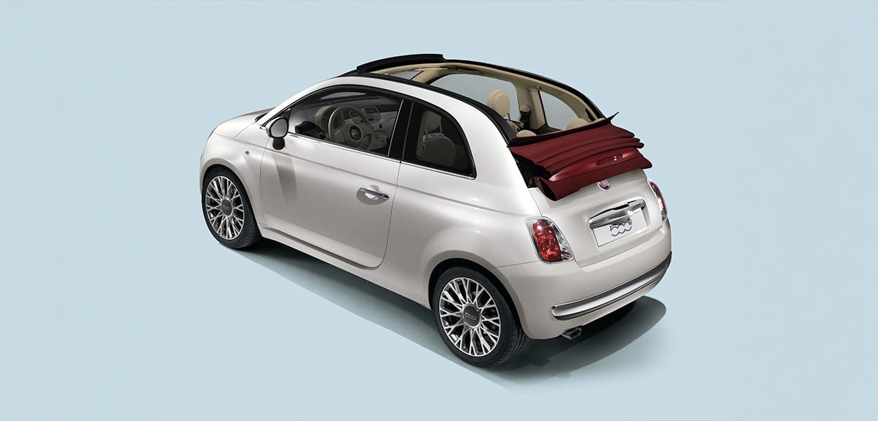 Fiat 500c in weiß mit Faltdach