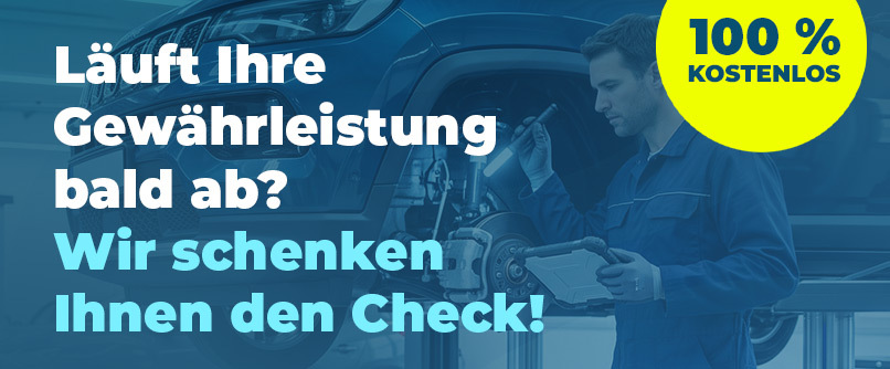 Kostenloser Gewährleistungscheck vor Ablauf der Gewährleistung zur frühzeitigen Prüfung möglicher Mängel am Fahrzeug.